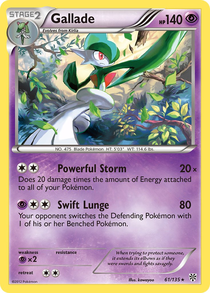 Gallade (61/135) (Cosmos Holo) (Blister Exclusive) [Black & White: Plasma Storm] | Chromatic Games