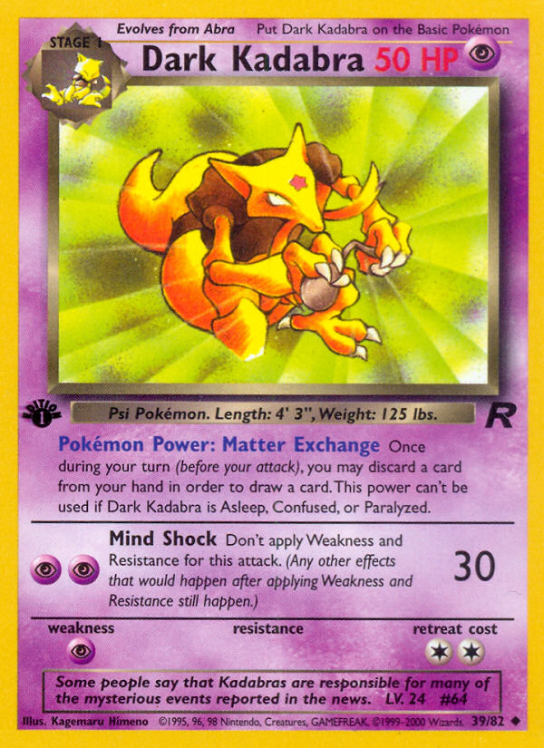 Dark Kadabra (39/82) [Team Rocket 1st Edition] | Chromatic Games