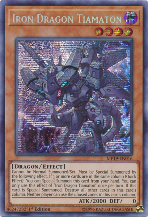 Iron Dragon Tiamaton [MP19-EN016] Prismatic Secret Rare | Chromatic Games