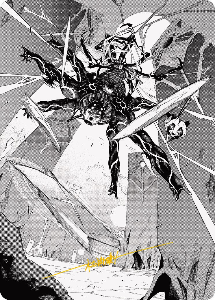 Kaito, Dancing Shadow 2 Art Card (Gold-Stamped Signature) [Phyrexia: All Will Be One Art Series] | Chromatic Games