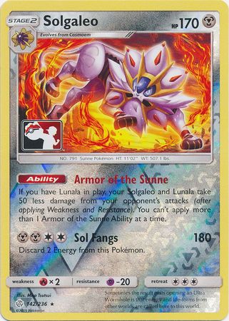 Solgaleo (142/236) (Pokemon Club Special Print) [Sun & Moon: Cosmic Eclipse] | Chromatic Games