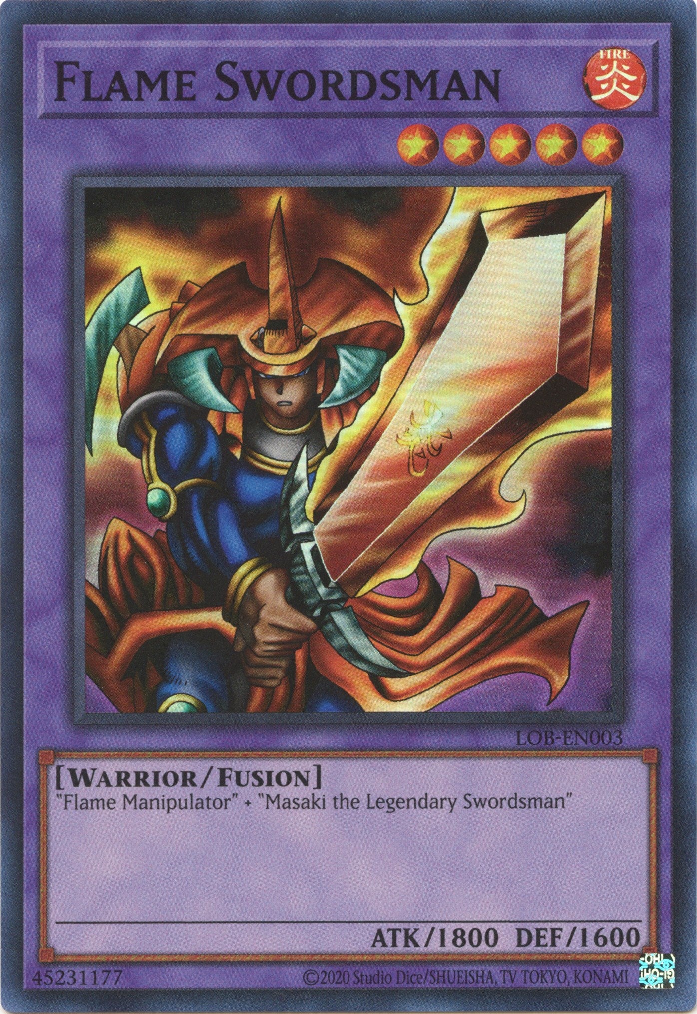 Flame Swordsman (25th Anniversary) [LOB-EN003] Super Rare | Chromatic Games