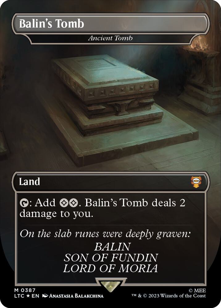 Balins Tomb Ancient Tomb Borderless Surge Foil 387 (Commander: The Lord of the Rings: Tales of Middle-earth)  - Borderless Surge Foil | Chromatic Games