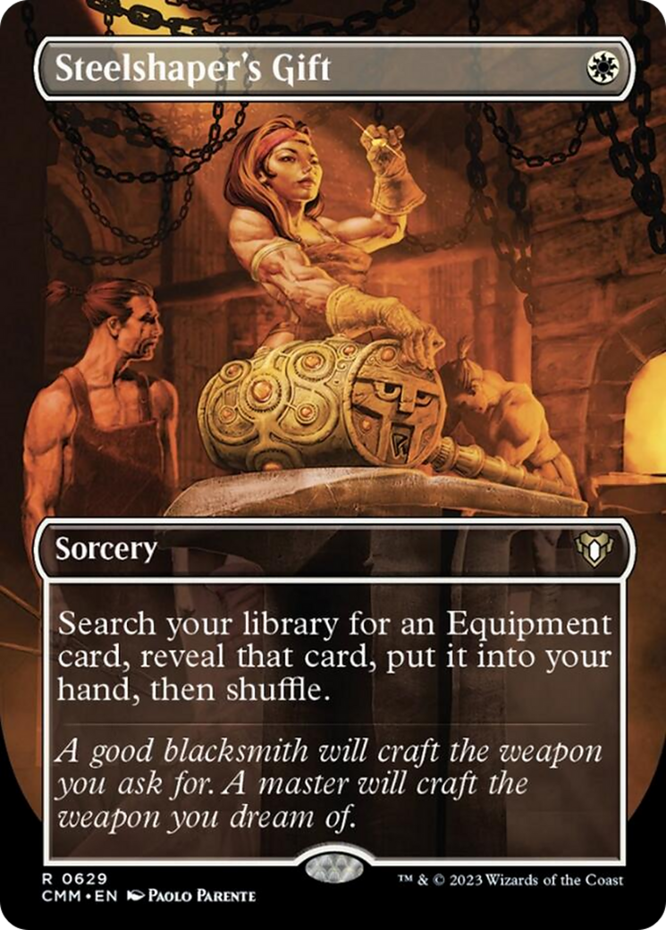 Steelshaper's Gift (Borderless Alternate Art) [Commander Masters] | Chromatic Games