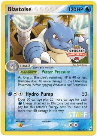 Blastoise (14/100) (National Championship Promo Staff) [EX: Crystal Guardians] | Chromatic Games