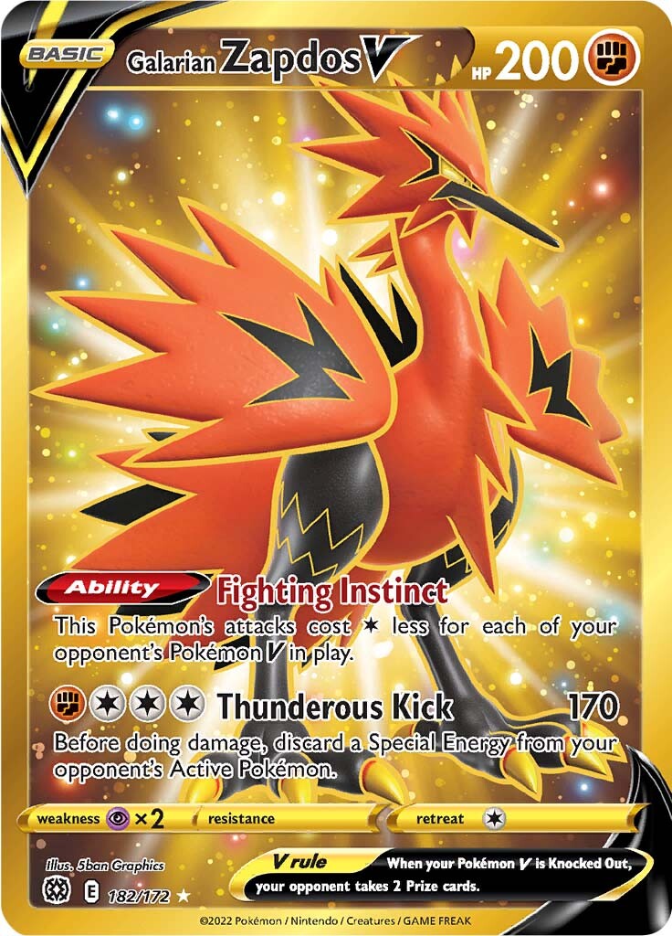 Galarian Zapdos V (182/172) [Sword & Shield: Brilliant Stars] | Chromatic Games