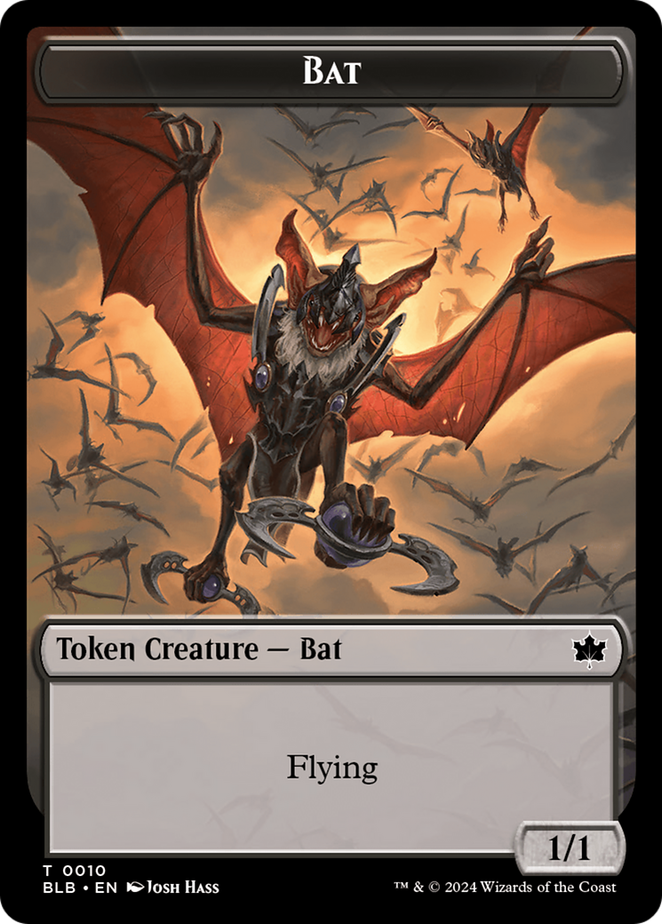 Bat // Warren Warleader Double-Sided Token [Bloomburrow Tokens] | Chromatic Games