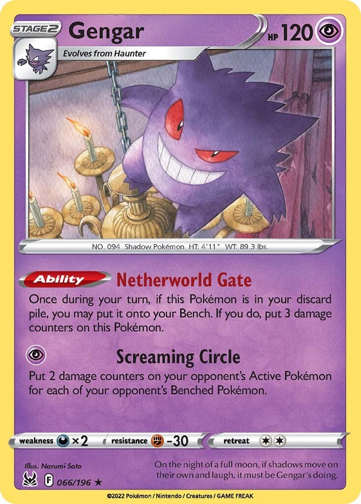 Gengar (066/196) (Theme Deck Exclusive) [Sword & Shield: Lost Origin] | Chromatic Games