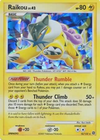 Raikou (16/132) (Cracked Ice Holo) [Diamond & Pearl: Secret Wonders] | Chromatic Games