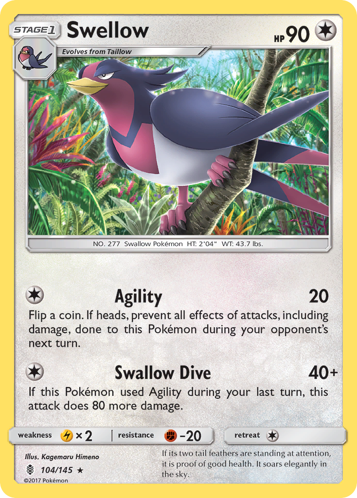 Swellow (104/145) [Sun & Moon: Guardians Rising] | Chromatic Games