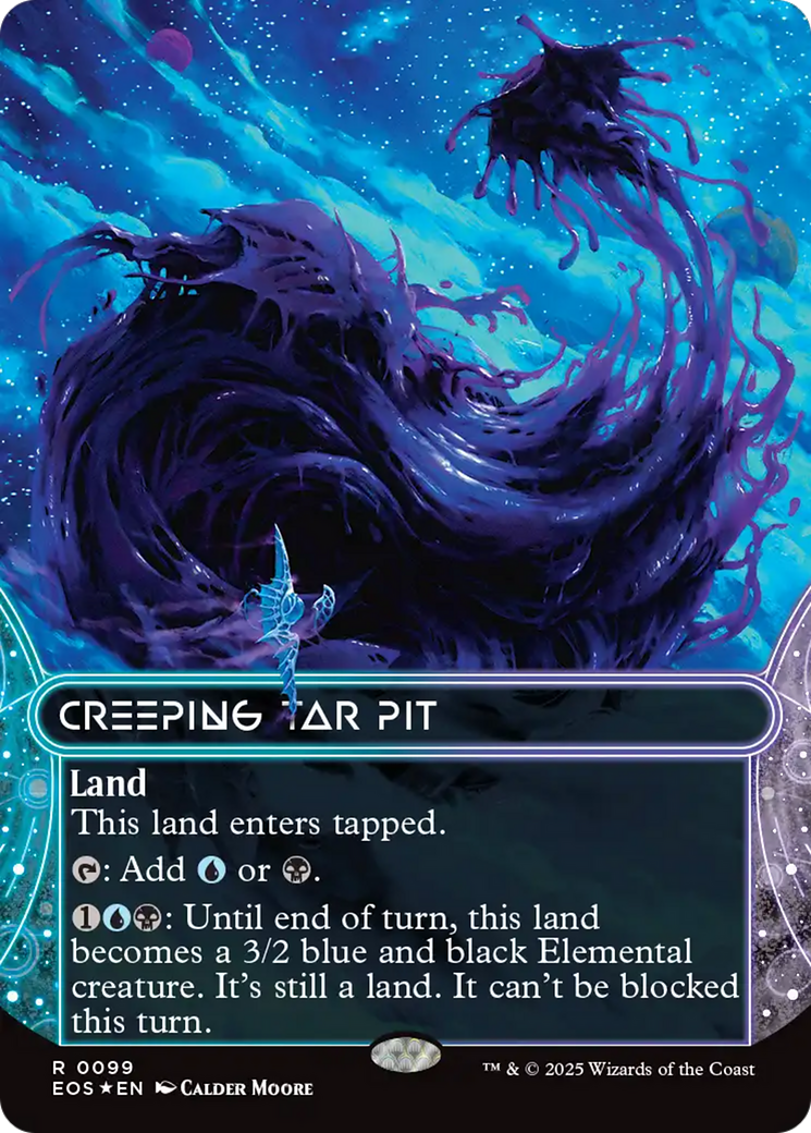 Creeping Tar Pit (0099) (Borderless) (Galaxy Foil) [Edge of Eternities: Stellar Sights] | Chromatic Games