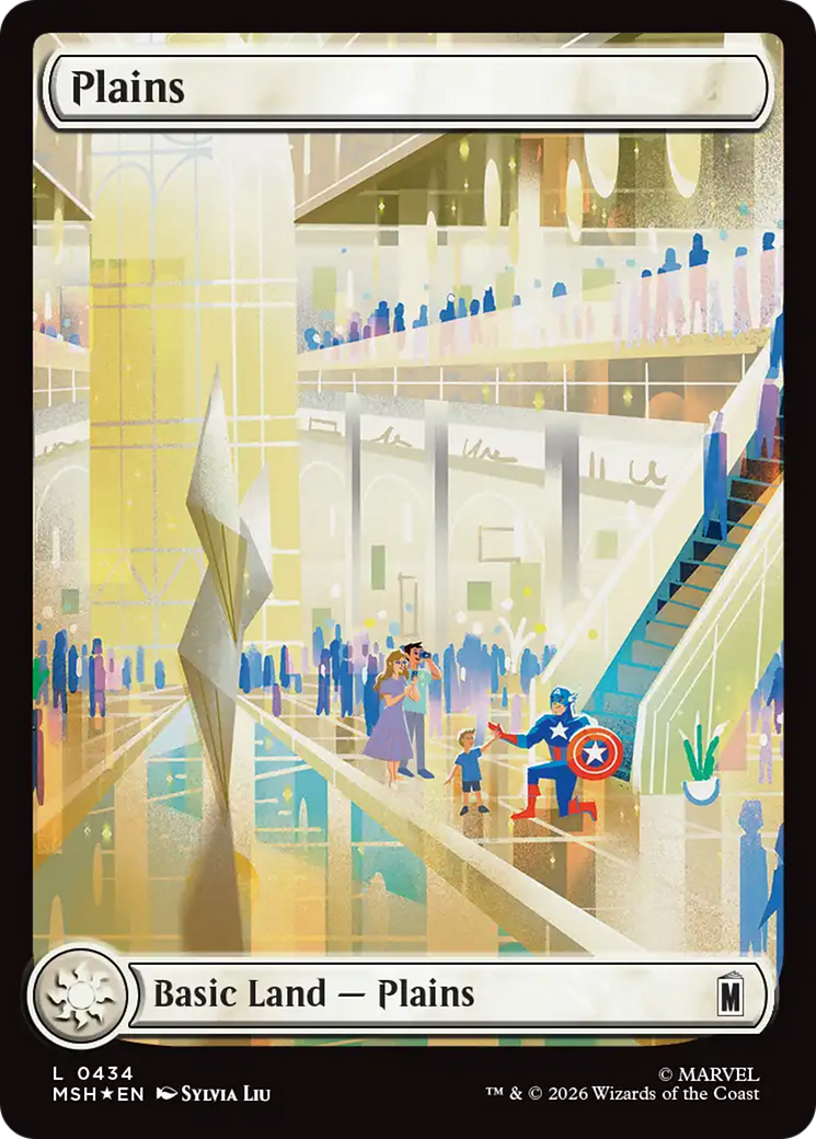 Plains (0434) (Surge Foil) [Marvel Super Heroes] | Chromatic Games