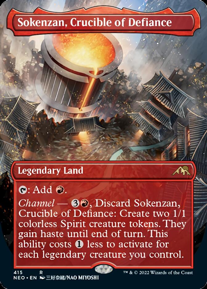 Sokenzan, Crucible of Defiance (Borderless Alternate Art) [Kamigawa: Neon Dynasty] | Chromatic Games