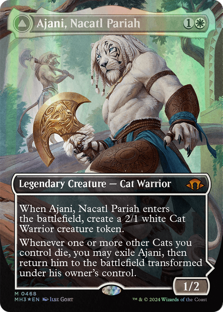 Ajani, Nacatl Pariah // Ajani, Nacatl Avenger (Borderless) (Textured Foil) [Modern Horizons 3] | Chromatic Games