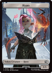 Bird // Hero (0029) Double-Sided Token (Surge Foil) [FINAL FANTASY Commander Tokens] | Chromatic Games