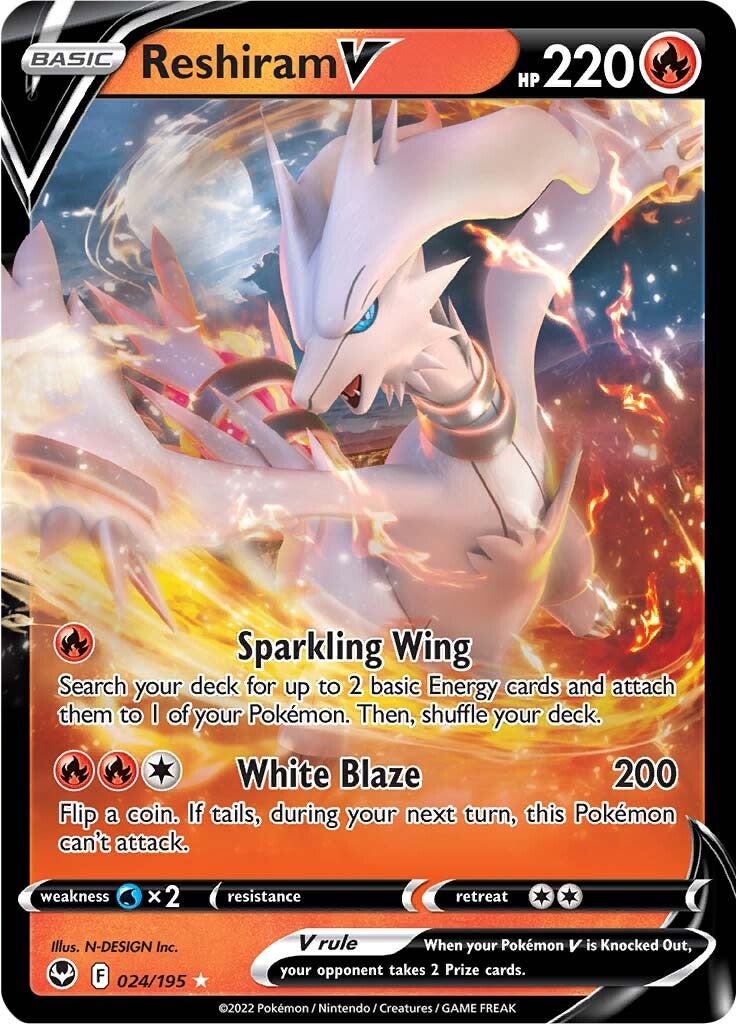 Reshiram V (024/195) [Sword & Shield: Silver Tempest] | Chromatic Games