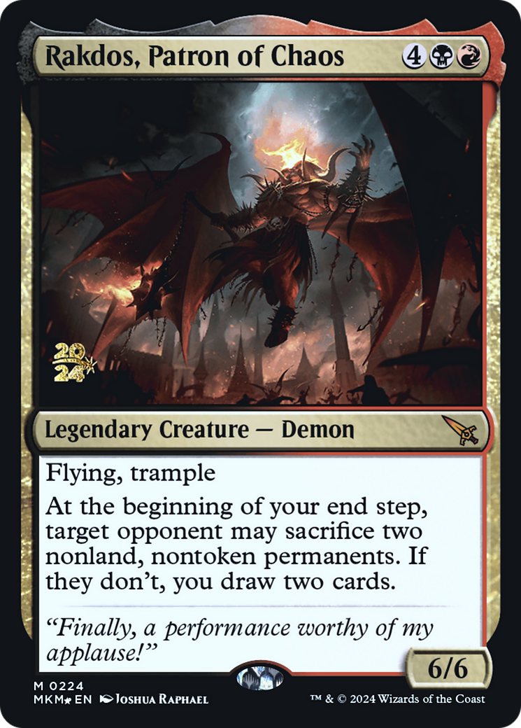 Rakdos, Patron of Chaos [Murders at Karlov Manor Prerelease Promos] | Chromatic Games