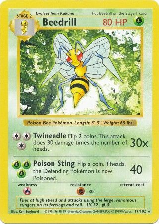 Beedrill (17/102) [Base Set Shadowless Unlimited] | Chromatic Games