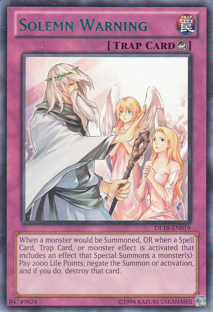 Solemn Warning (Green) [DL18-EN019] Rare | Chromatic Games
