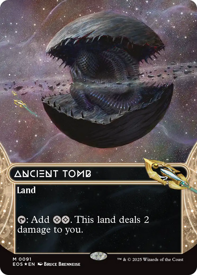 Ancient Tomb (0091) (Borderless) (Galaxy Foil) [Edge of Eternities] | Chromatic Games