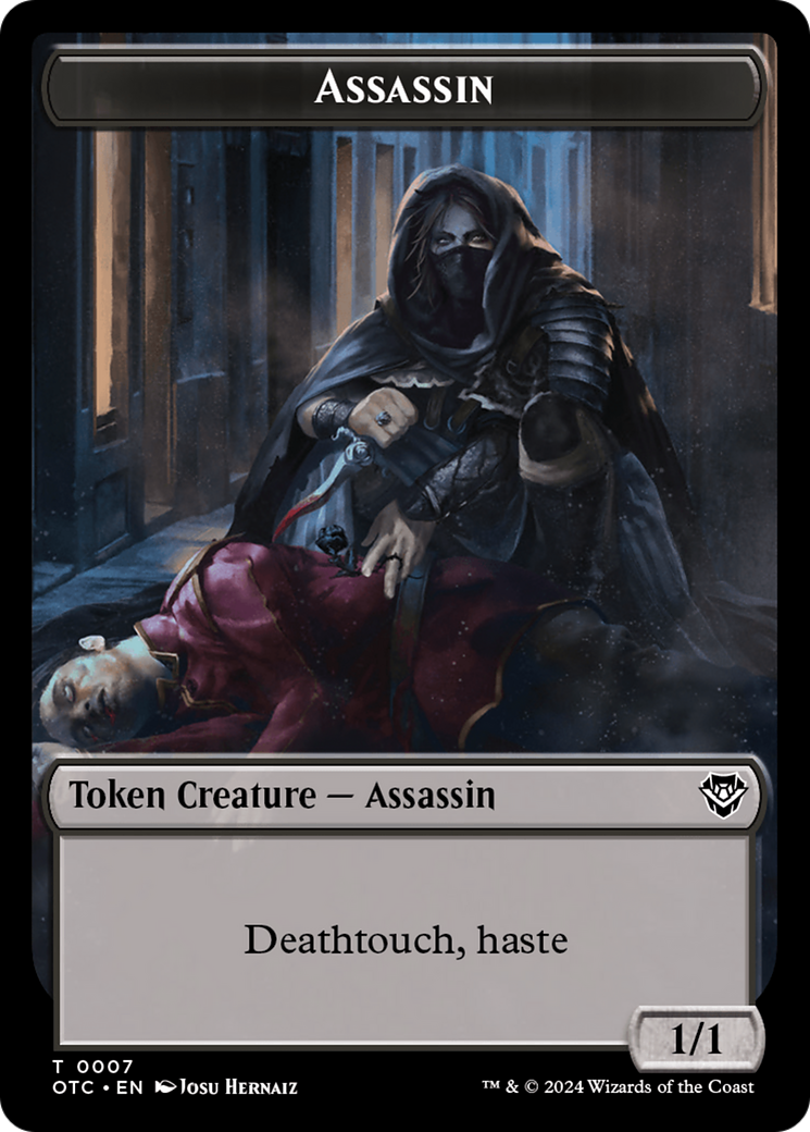 Assassin // Food Double-Sided Token [Outlaws of Thunder Junction Commander Tokens] | Chromatic Games