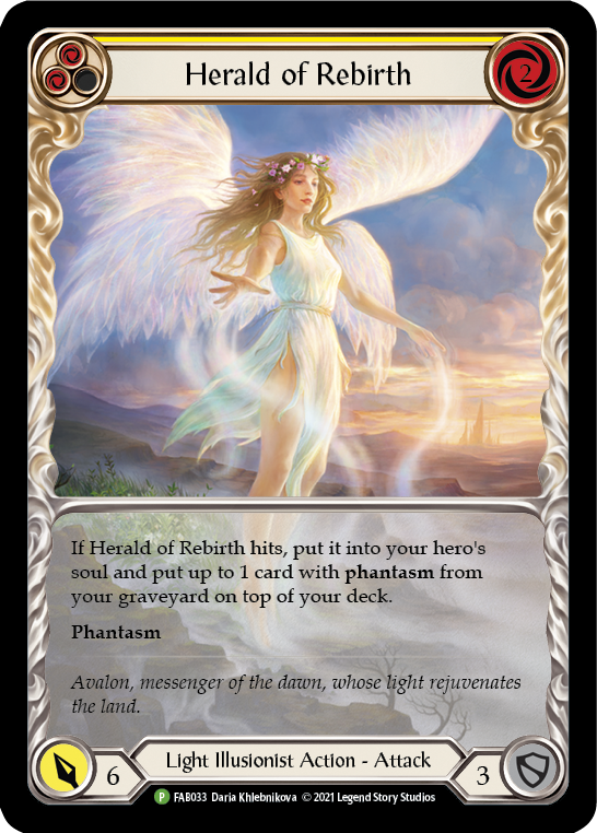 Herald of Rebirth (Yellow) [FAB033] (Promo)  Rainbow Foil | Chromatic Games