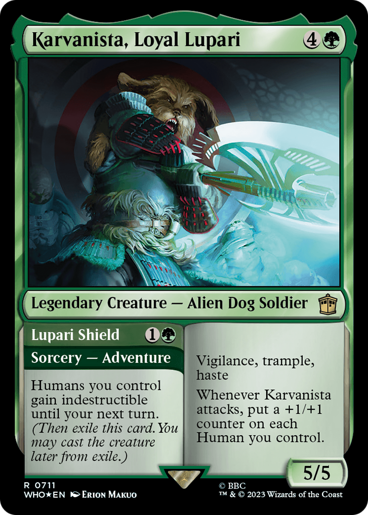 Karvanista, Loyal Lupari // Lupari Shield (Surge Foil) [Doctor Who] | Chromatic Games