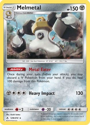 Melmetal (129/214) (Cosmos Holo) [Sun & Moon: Unbroken Bonds] | Chromatic Games