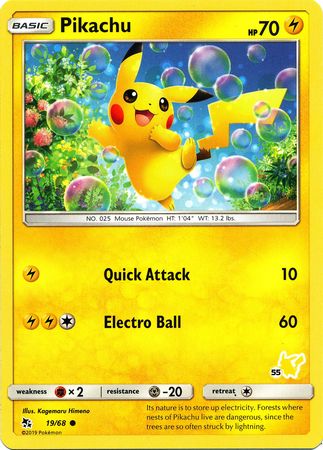 Pikachu (19/68) (Pikachu Stamp #55) [Battle Academy 2020] | Chromatic Games