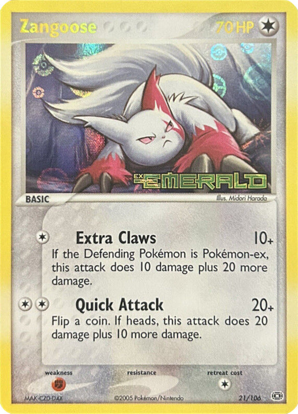 Zangoose (21/106) (Stamped) [EX: Emerald] | Chromatic Games