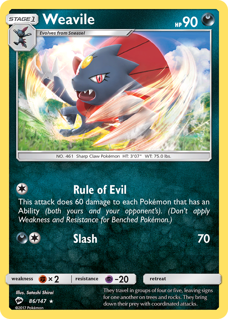 Weavile (86/147) [Sun & Moon: Burning Shadows] | Chromatic Games