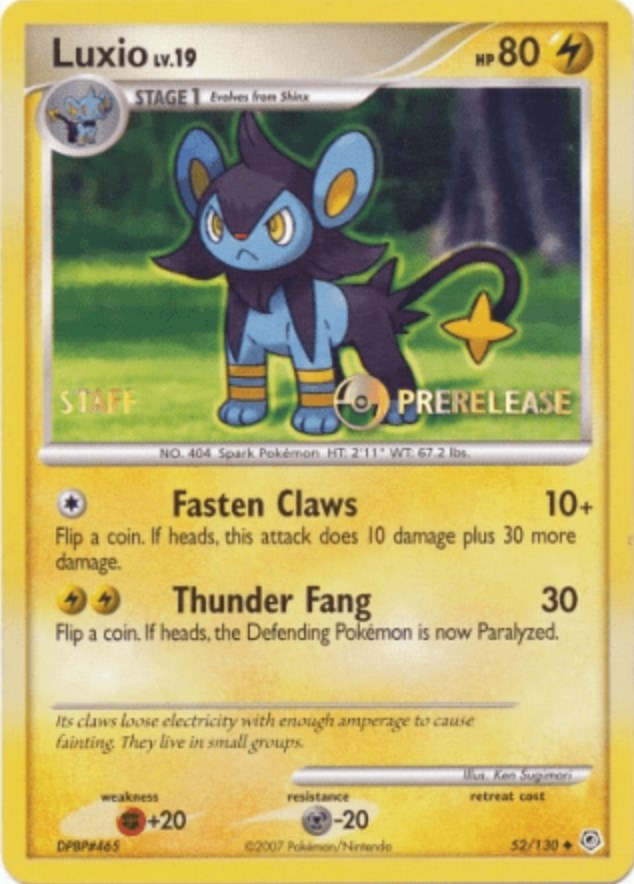 Luxio (52/130) (Prerelease Promo Staff) [Nintendo: Black Star Promos] | Chromatic Games