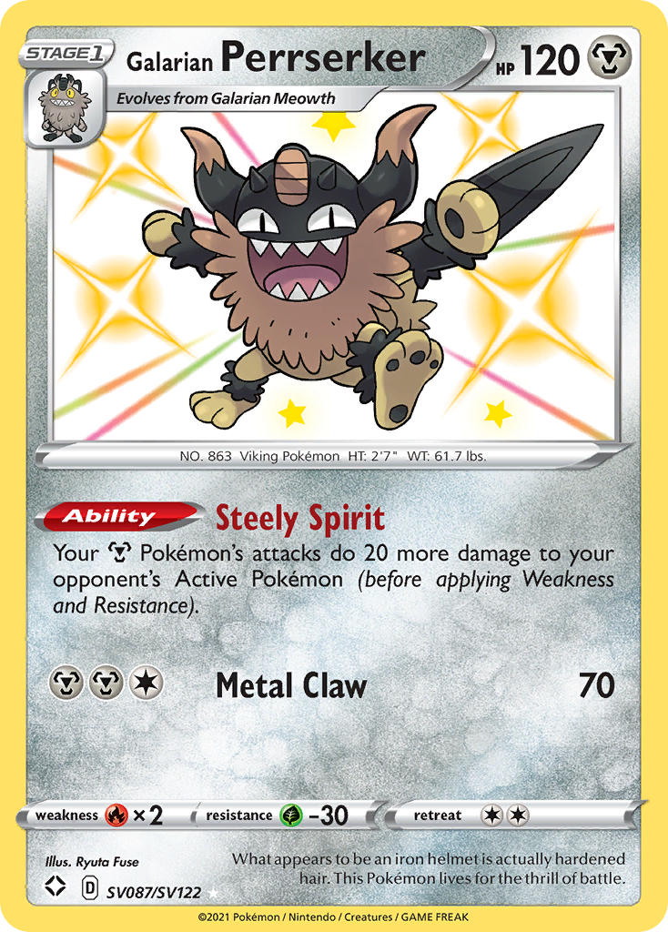 Galarian Perrserker (SV087/SV122) [Sword & Shield: Shining Fates] | Chromatic Games