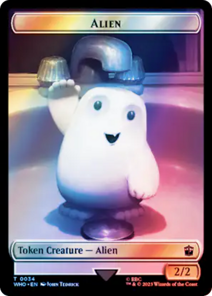 Alien // Clue (0053) Double-Sided Token (Surge Foil) [Doctor Who Tokens] | Chromatic Games