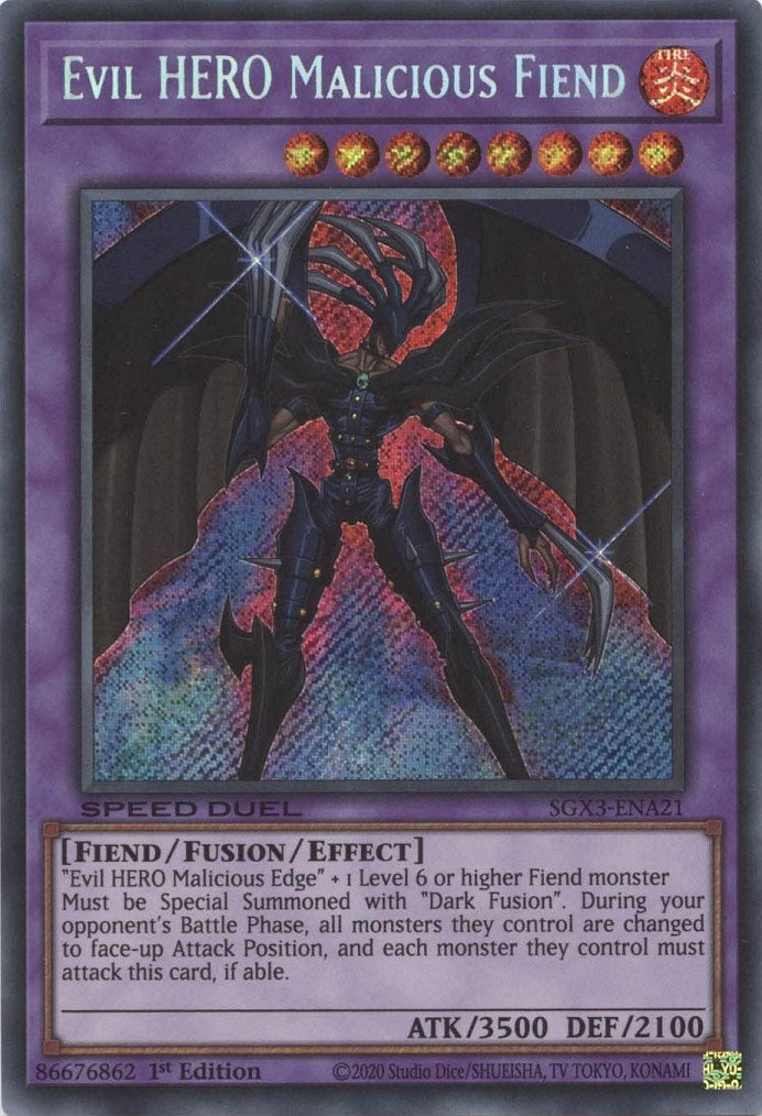 Evil HERO Malicious Fiend [SGX3-ENA21] Secret Rare | Chromatic Games