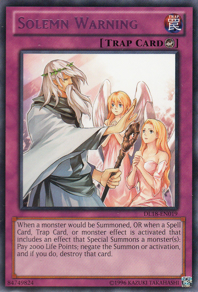 Solemn Warning (Purple) [DL18-EN019] Rare | Chromatic Games