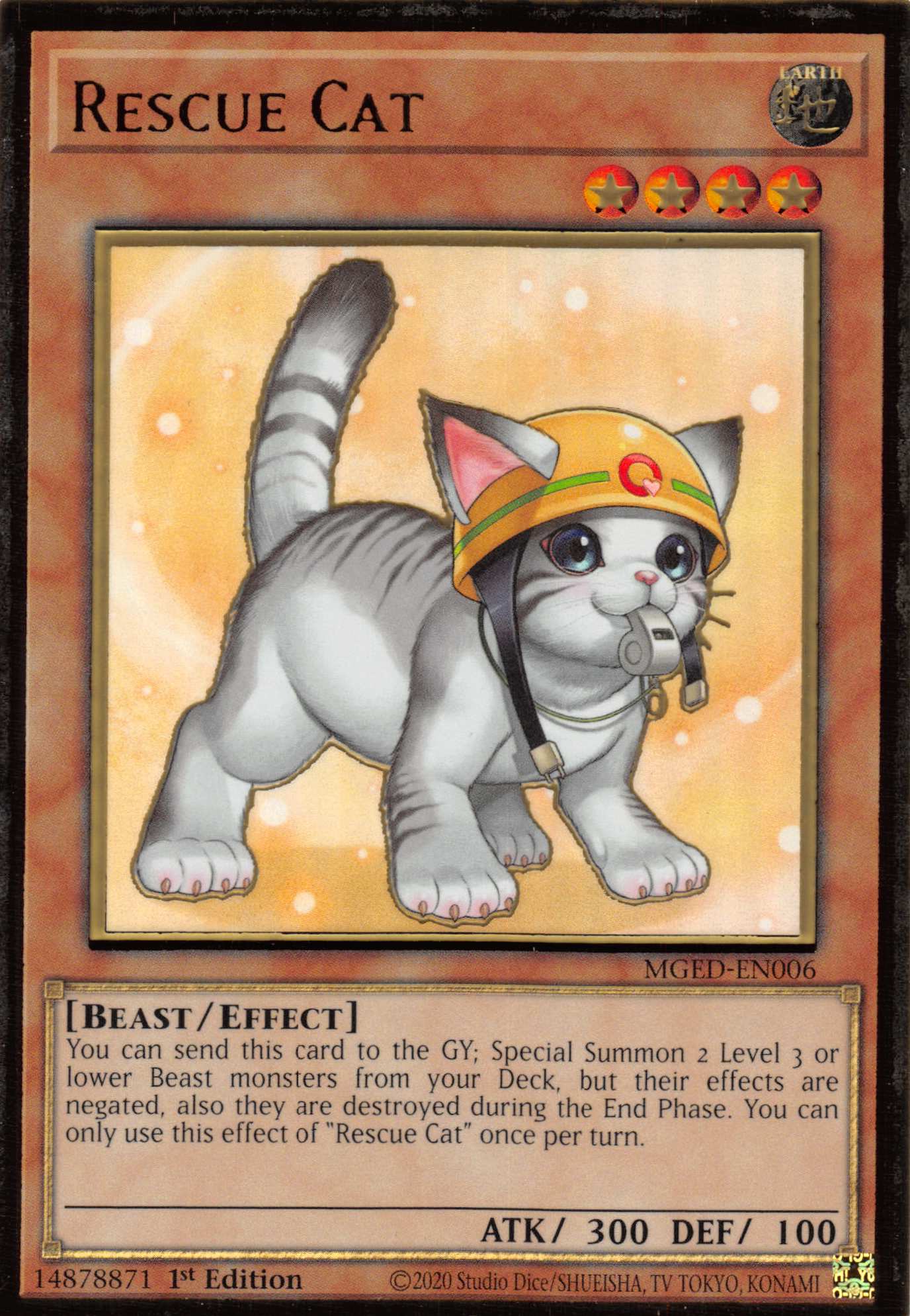 Rescue Cat (Alternate Art) [MGED-EN006] Gold Rare | Chromatic Games
