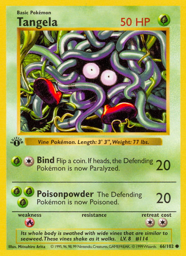 Tangela (66/102) (Shadowless) [Base Set 1st Edition] | Chromatic Games