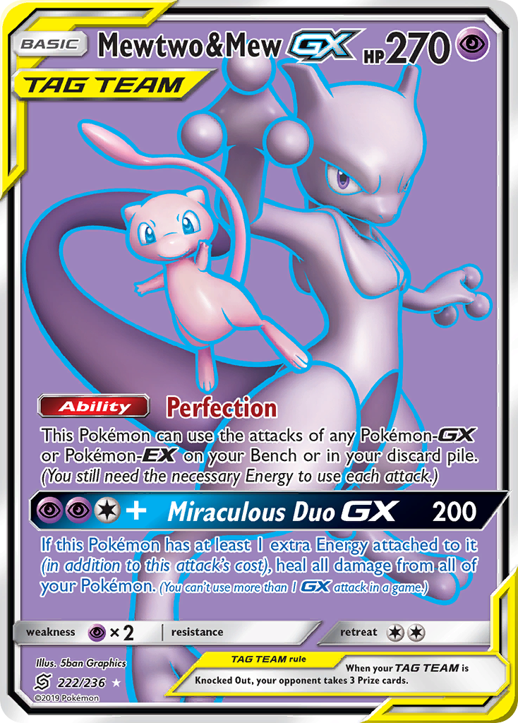 Mewtwo & Mew GX (222/236) [Sun & Moon: Unified Minds] | Chromatic Games