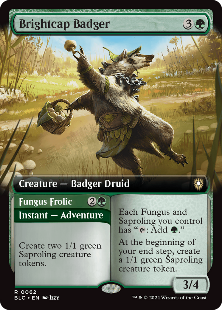 Brightcap Badger // Fungus Frolic (Extended Art) [Bloomburrow Commander] | Chromatic Games
