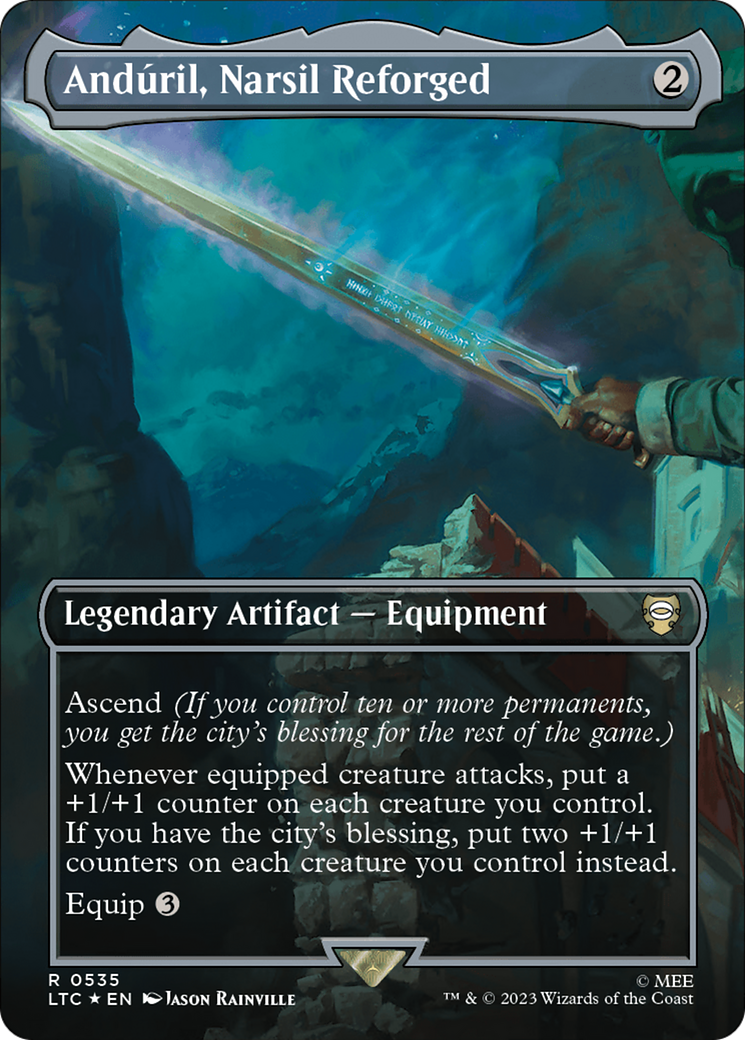 Anduril, Narsil Reforged (Borderless) (Surge Foil) [The Lord of the Rings: Tales of Middle-Earth Commander] | Chromatic Games