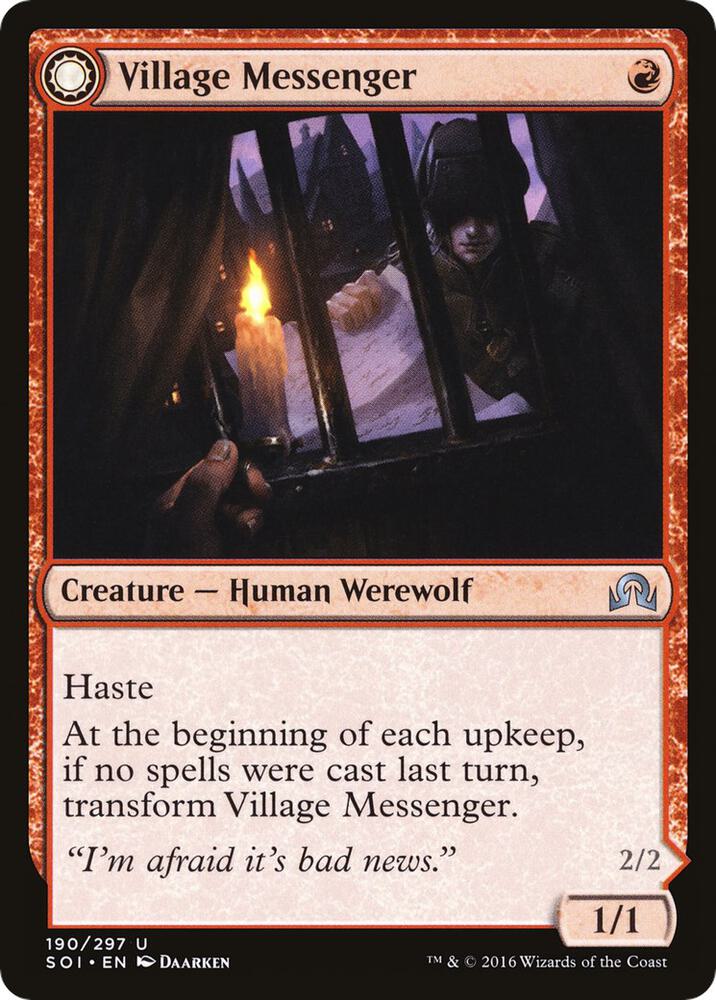 Village Messenger // Moonrise Intruder 190/297 (Shadows over Innistrad)  | Chromatic Games