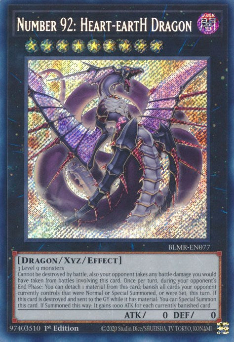 Number 92: Heart-eartH Dragon [BLMR-EN077] Secret Rare | Chromatic Games