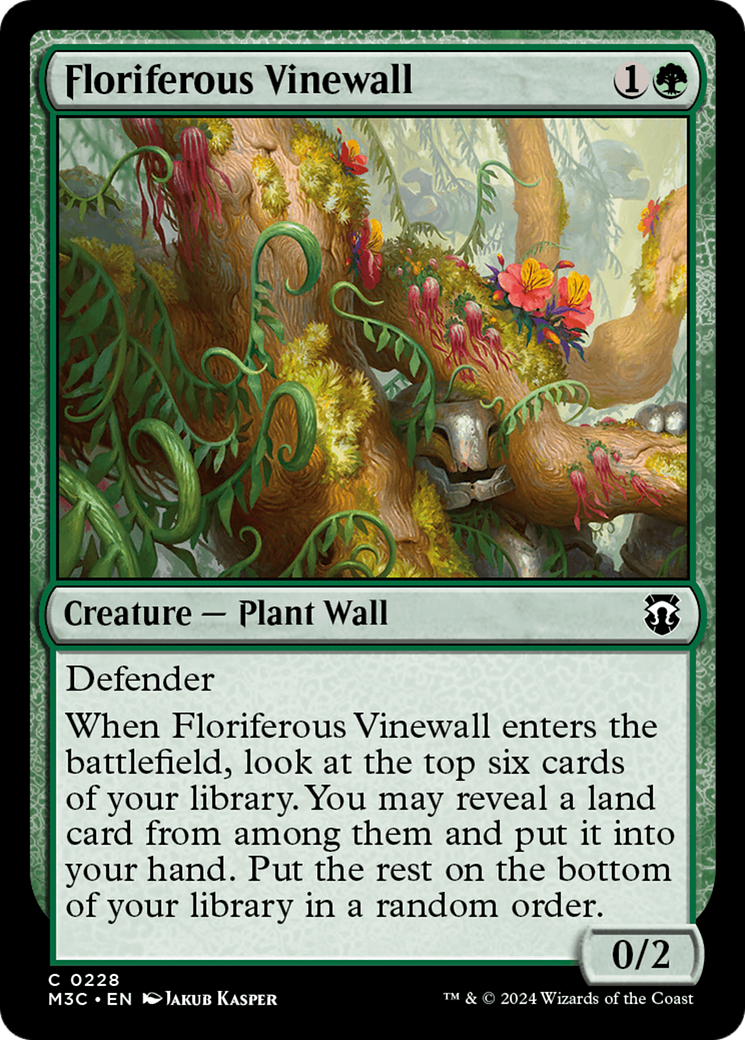 Floriferous Vinewall (Ripple Foil) [Modern Horizons 3 Commander] | Chromatic Games