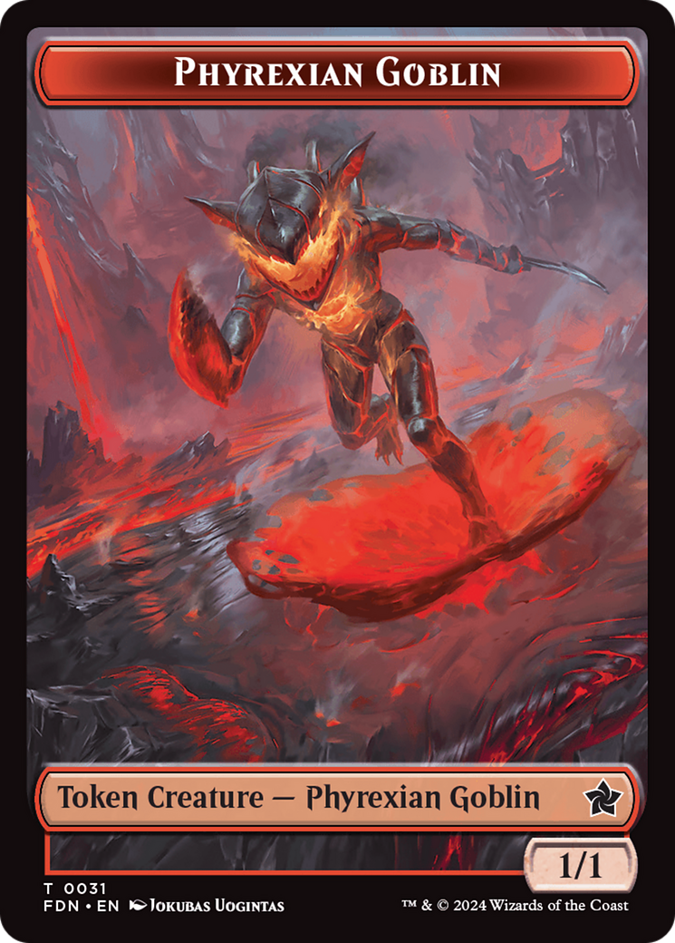 Cat (0027) // Phyrexian Goblin Double-Sided Token [Foundations Tokens] | Chromatic Games