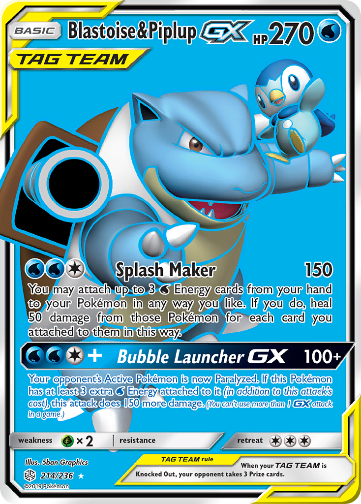 Blastoise & Piplup GX (214/236) [Sun & Moon: Cosmic Eclipse] | Chromatic Games