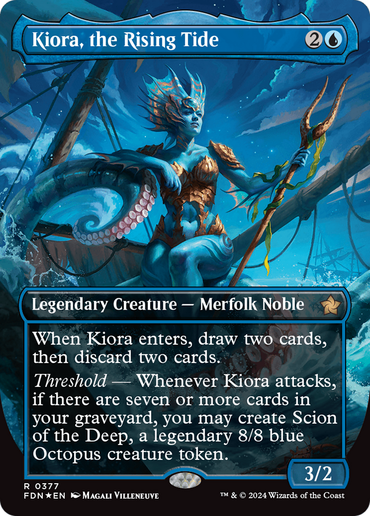 Kiora, the Rising Tide (Borderless) (Mana Foil) [Foundations] | Chromatic Games