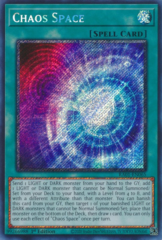 Chaos Space [RA01-EN065] Platinum Secret Rare | Chromatic Games