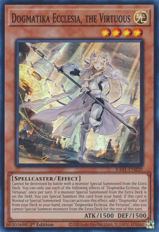 Dogmatika Ecclesia, the Virtuous [RA01-EN020] Super Rare | Chromatic Games