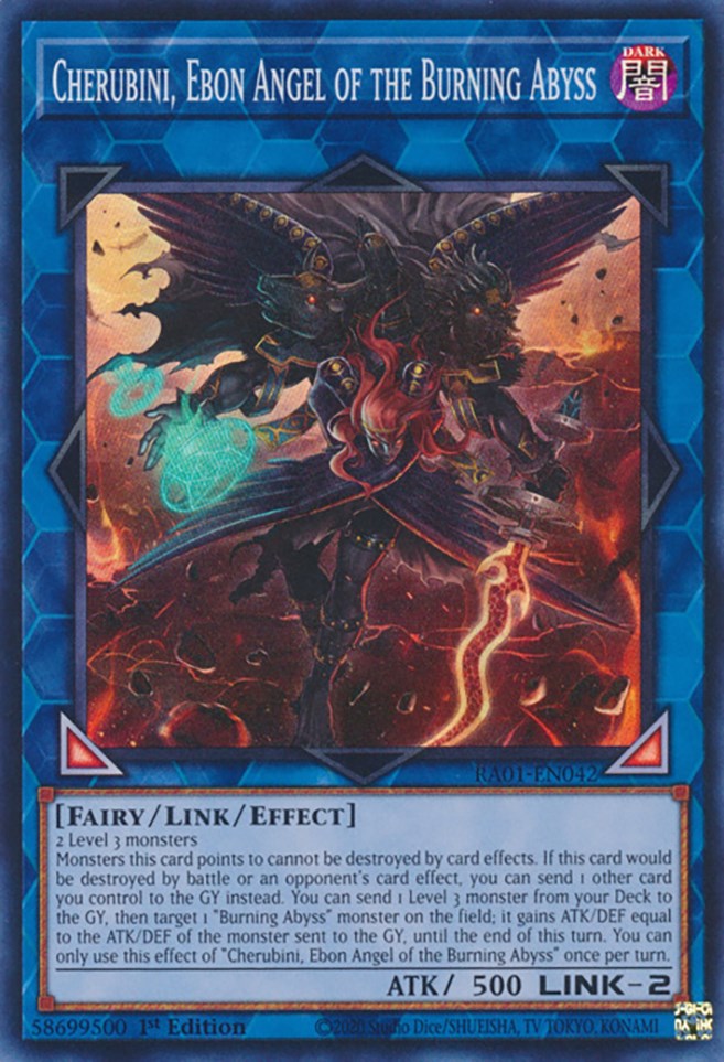 Cherubini, Ebon Angel of the Burning Abyss [RA01-EN042] Super Rare | Chromatic Games